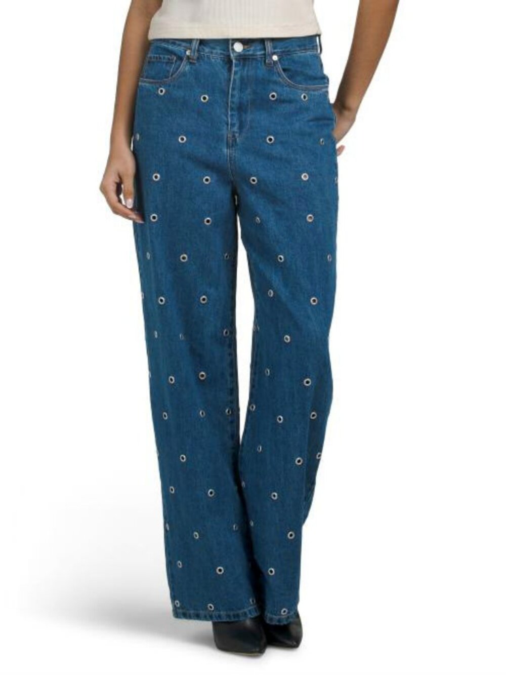 NEW! BLANK NYC GROMMET FRANKLIN RIB CAGE WIDE LEG JEANS